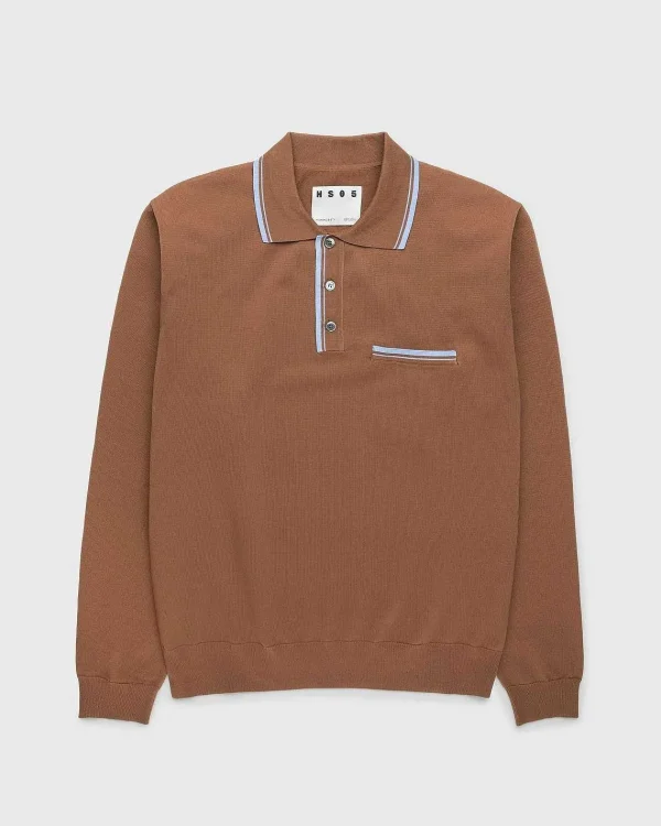 T-Shirts>Highsnobiety HS05 Langaermet Strik Polo Brun