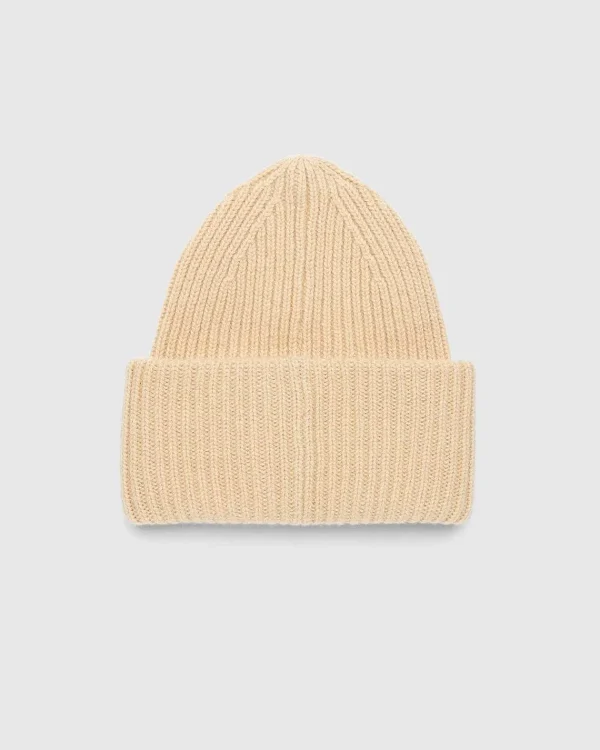 Vinter Tilbehør>Acne Studios Large Face Logo Beanie Biscuit Beige