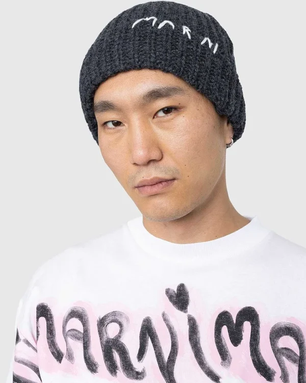 Vinter Tilbehør>Marni Logo Beanie Gra