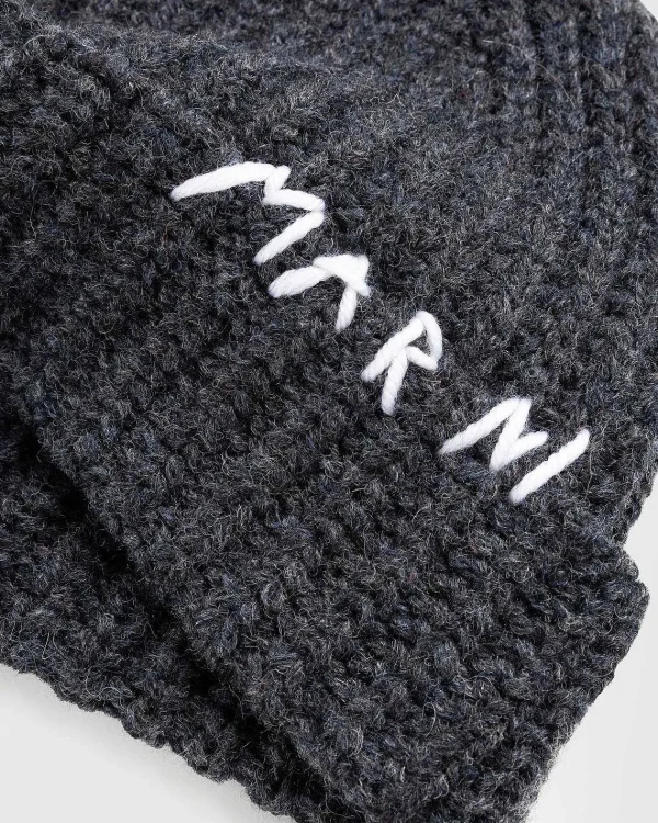 Vinter Tilbehør>Marni Logo Beanie Gra