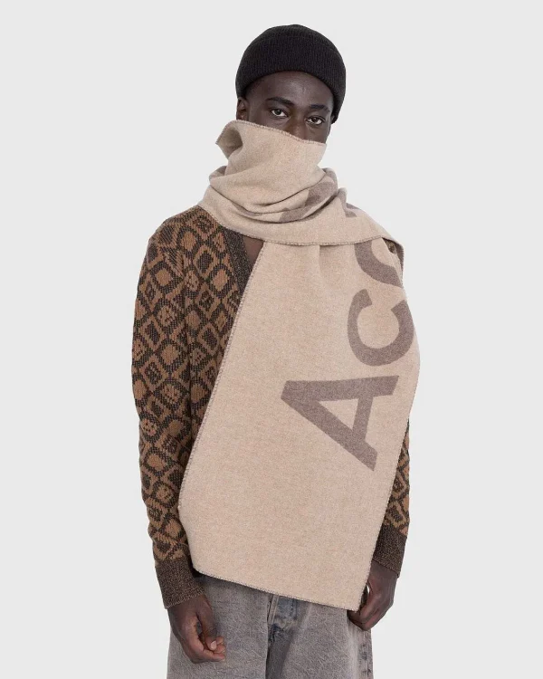 Vinter Tilbehør>Acne Studios Logo Jacquard Torklaede Camel Brown