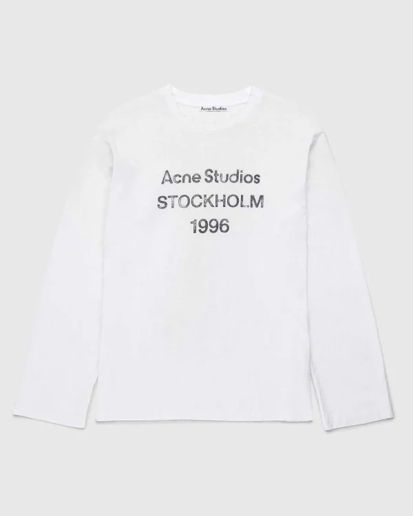 T-Shirts>Acne Studios Logo Langaermet T-Shirt Optic White