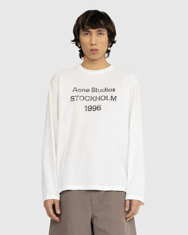 T-Shirts>Acne Studios Logo Langaermet T-Shirt Optic White