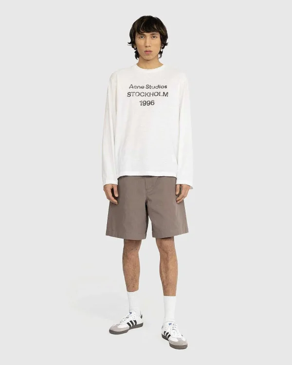 T-Shirts>Acne Studios Logo Langaermet T-Shirt Optic White