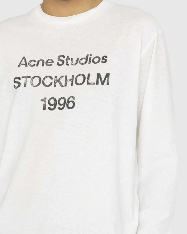 T-Shirts>Acne Studios Logo Langaermet T-Shirt Optic White