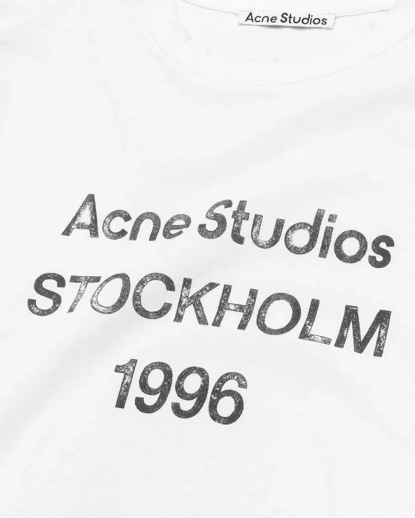 T-Shirts>Acne Studios Logo Langaermet T-Shirt Optic White