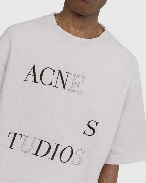 T-Shirts>Acne Studios Logo T-Shirt Beige