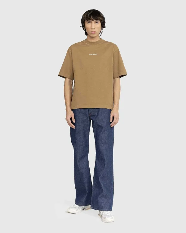 T-Shirts>Acne Studios Logo T-Shirt Mud Beige