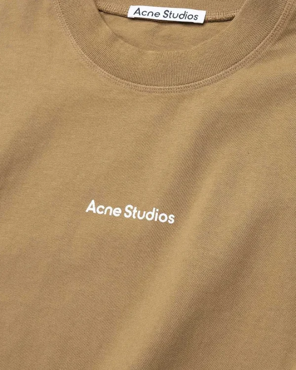 T-Shirts>Acne Studios Logo T-Shirt Mud Beige