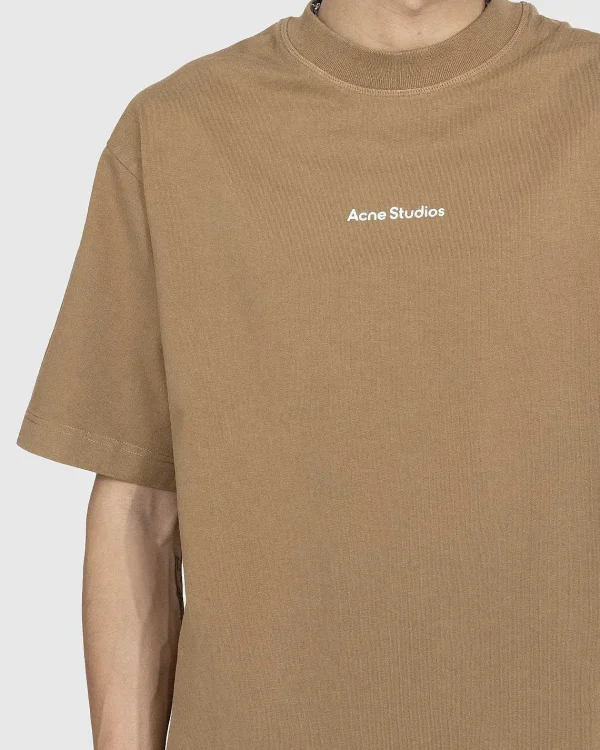 T-Shirts>Acne Studios Logo T-Shirt Mud Beige