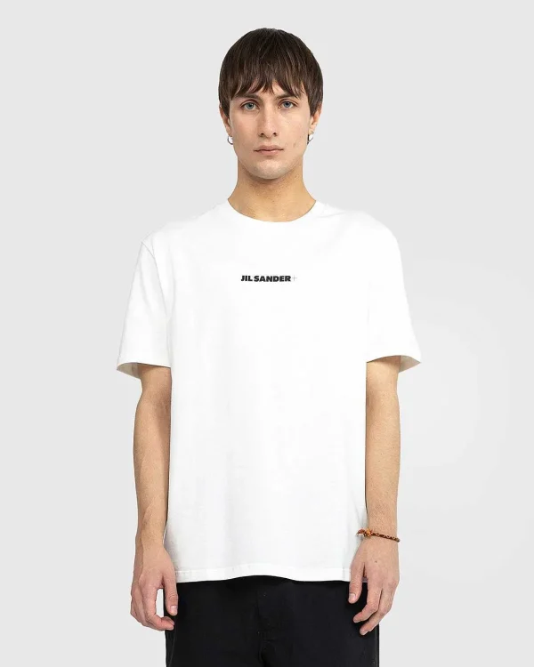 T-Shirts>Jil Sander Logo T-Shirt Porcelaen