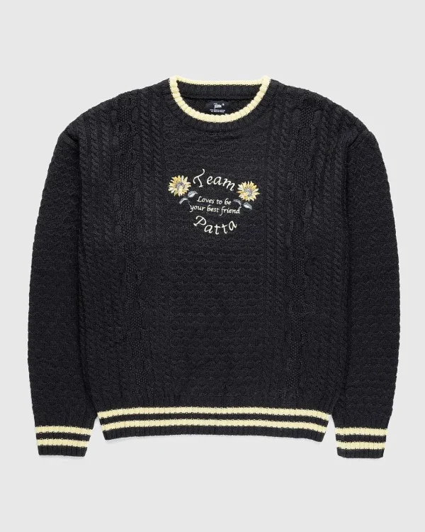 Strik>Patta Loves You Kabelstrikket Sweater Pirate Black