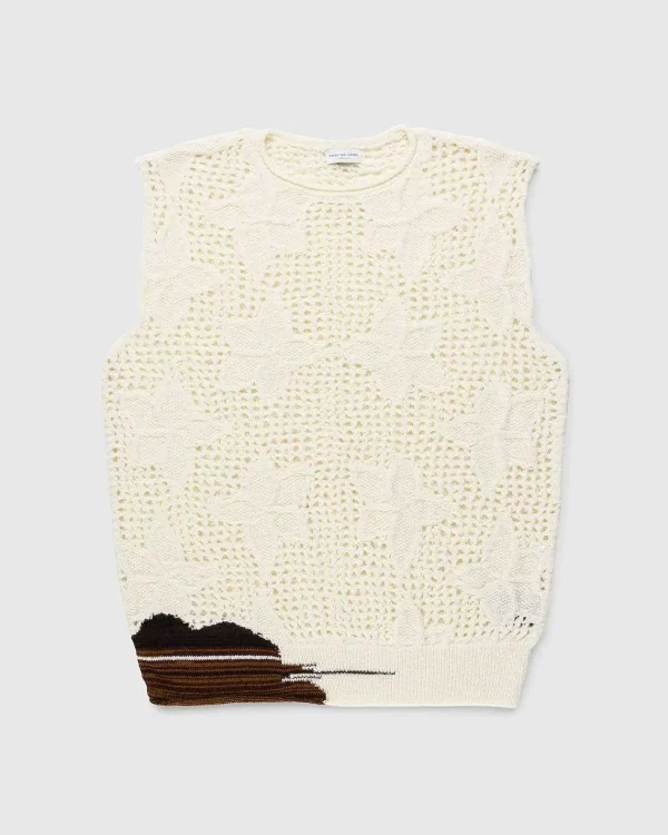 Strik>Dries van Noten Meddo Knit Sweater Vest Ecru