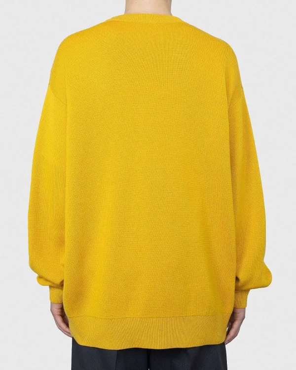 Strik>Acne Studios Merinould Sweater Med Rund Hals, Gul