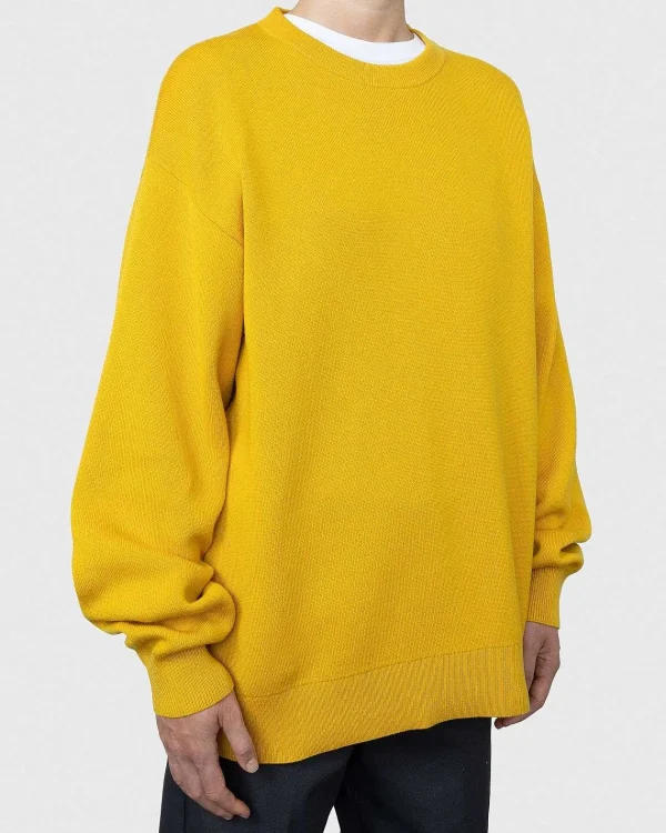 Strik>Acne Studios Merinould Sweater Med Rund Hals, Gul