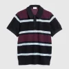 T-Shirts>Dries van Noten Mindo Strik Polo Sort/Striber