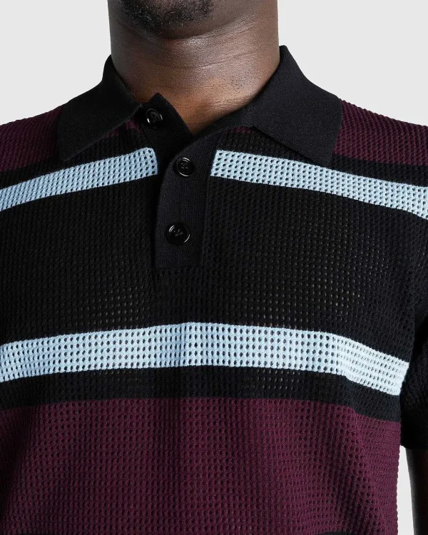 T-Shirts>Dries van Noten Mindo Strik Polo Sort/Striber