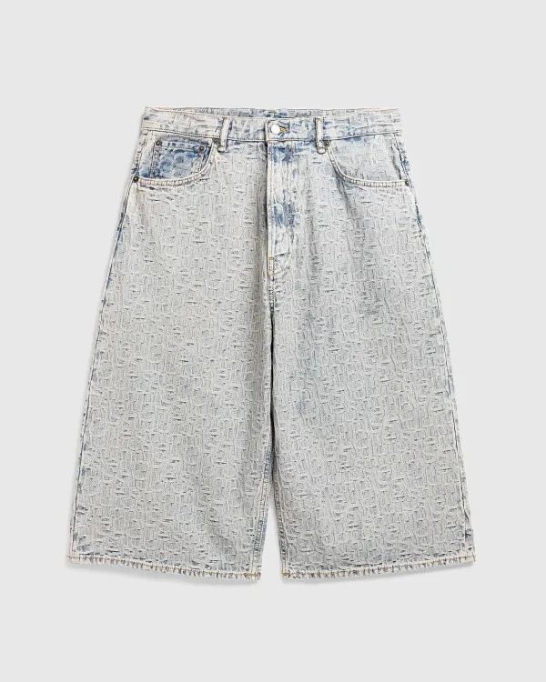 Shorts>Acne Studios Monogram Denim Shorts Bla/Beige