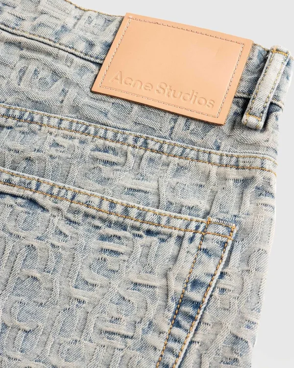 Shorts>Acne Studios Monogram Denim Shorts Bla/Beige