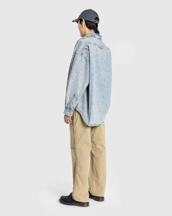 Skjorter>Acne Studios Monogram Denim Skjorte Bla/Beige