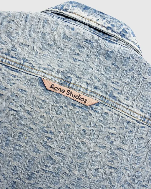 Skjorter>Acne Studios Monogram Denim Skjorte Bla/Beige