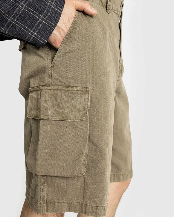 Shorts>Our Legacy Mount Shorts Uniform Olive Herringbone