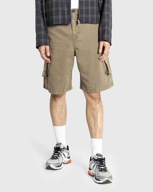 Shorts>Our Legacy Mount Shorts Uniform Olive Herringbone