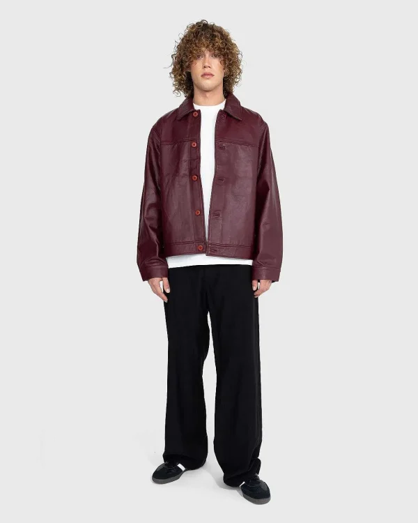 Overtøj>Highsnobiety Neu York Laederjakke Burgundy