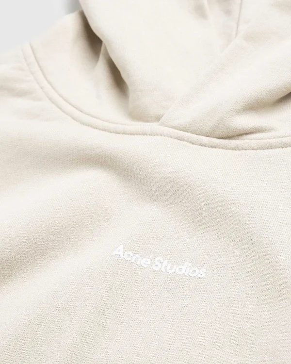 Sveder>Acne Studios Okologisk Bomuld Logo Haettetroje Champagne Beige