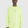 T-Shirts>Acne Studios Okologisk Bomuld Logo Langaermet T-Shirt Fluo Gron