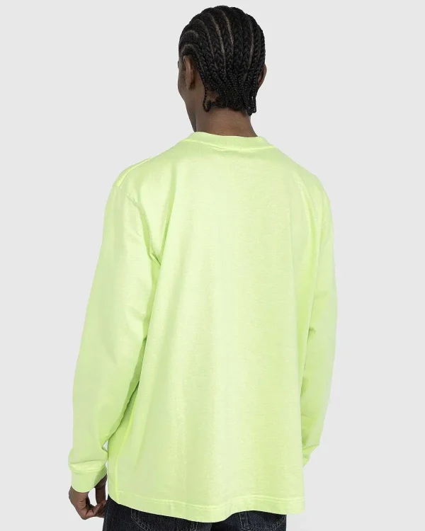 T-Shirts>Acne Studios Okologisk Bomuld Logo Langaermet T-Shirt Fluo Gron