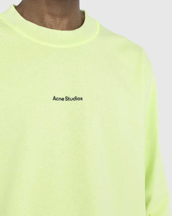 T-Shirts>Acne Studios Okologisk Bomuld Logo Langaermet T-Shirt Fluo Gron