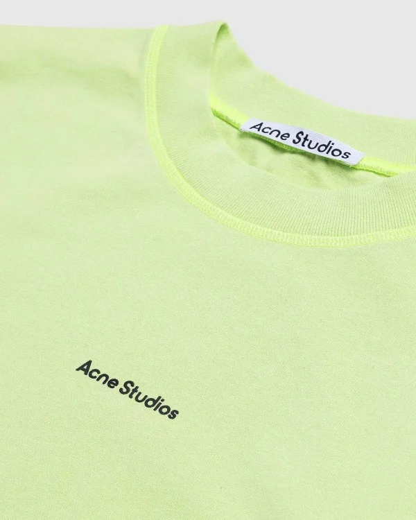 T-Shirts>Acne Studios Okologisk Bomuld Logo Langaermet T-Shirt Fluo Gron