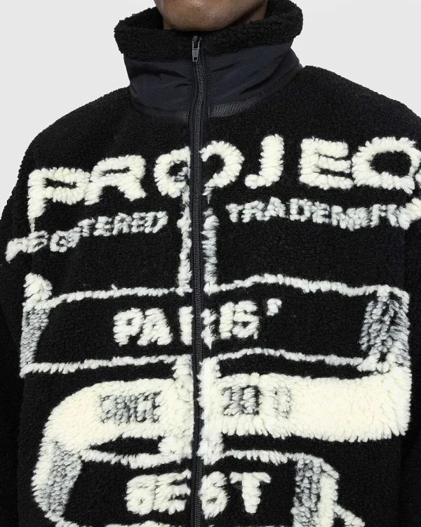 Overtøj>Y/Project Paris' Bedste Jacquard Fleecejakke Sort/Off White