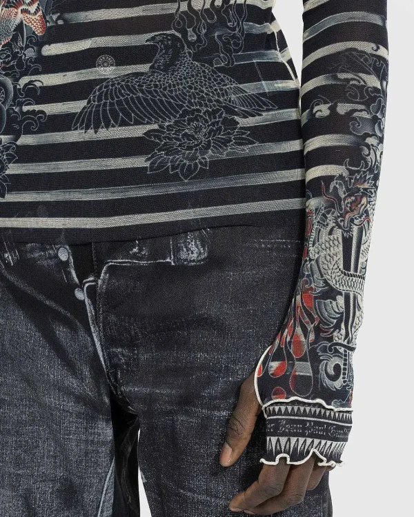 Strik>Jean Paul Gaultier Sailor Tattoo Langaermet Navy/Beige