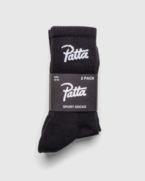 Sokker>Patta Script Logo Sportssokker (2-Pak) Sort