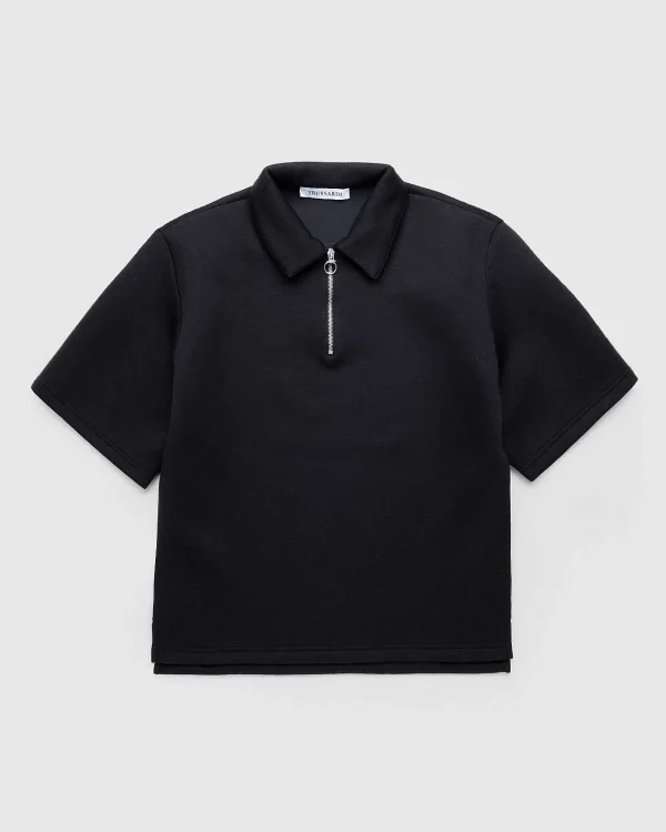 T-Shirts>Trussardi Scuba Polo Sort Med Kvart Lynlas