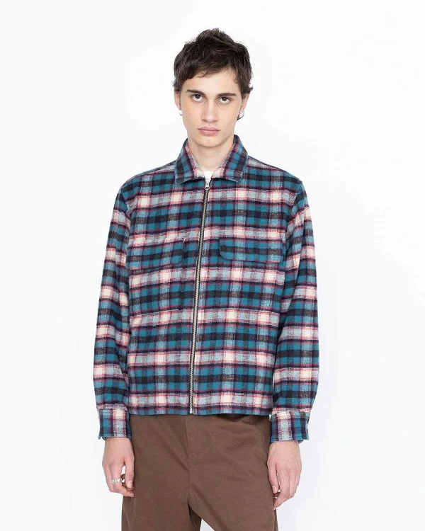 Skjorter>Highsnobiety HS05 Shaggy Plaid Skjorte Rod/Bla