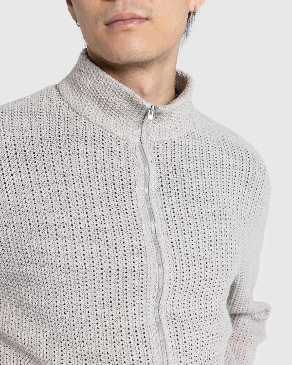 Skjorter>Our Legacy Shrunken Full-Zip Polo Musk Dusk Rope Weave