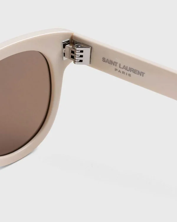 Solbriller>Saint Laurent Sl 571 Solbriller Med Rund Stel Elfenben/Brun