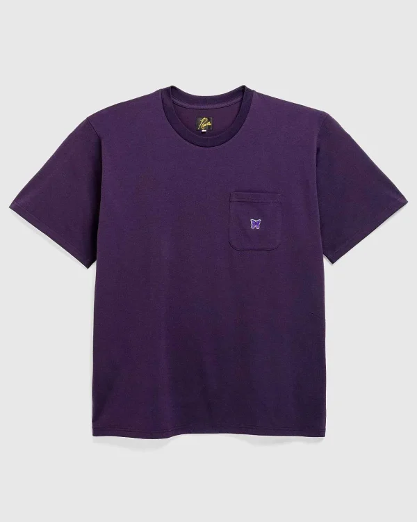 T-Shirts>Needles S/S Crew Neck Tee Poly Jersey Aubergine