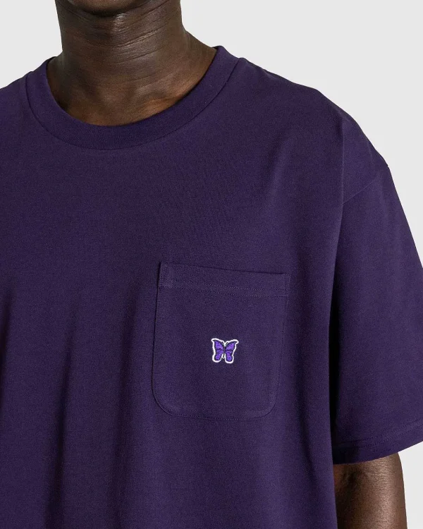 T-Shirts>Needles S/S Crew Neck Tee Poly Jersey Aubergine