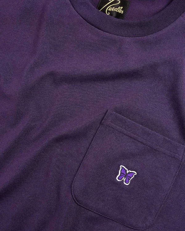 T-Shirts>Needles S/S Crew Neck Tee Poly Jersey Aubergine