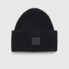 Vinter Tilbehør>Acne Studios Stor Face Logo Beanie Sort