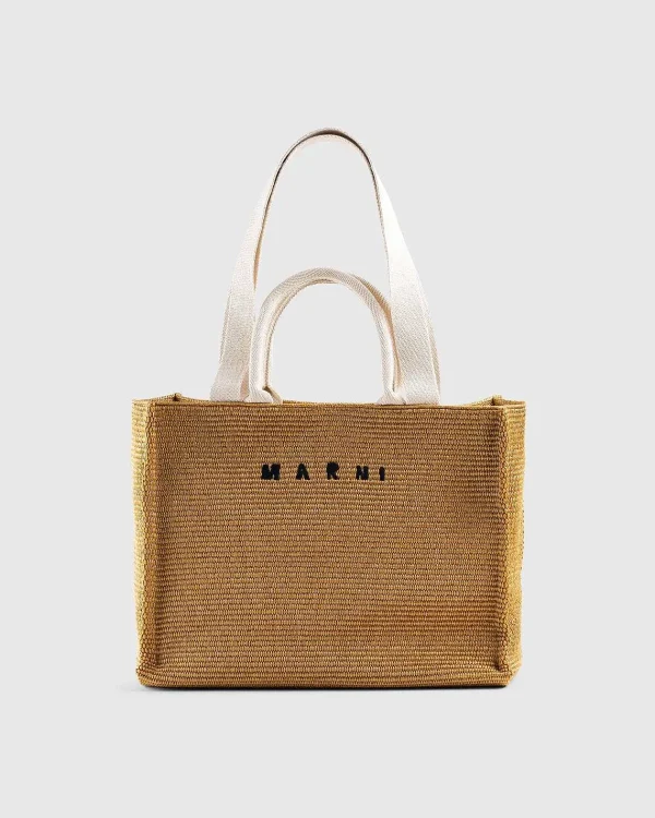 Tasker>Marni Stor Raffia Tote Bag Raw Sienna/Natural