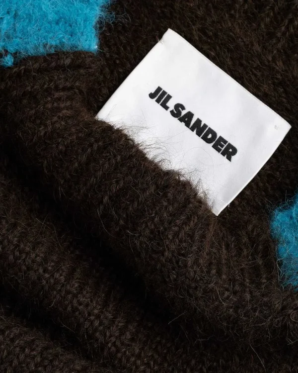 Strik>Jil Sander Stribet Alpaca Uldtroje Brun/Bla