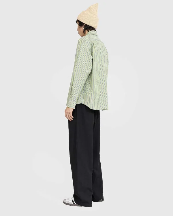 Skjorter>Acne Studios Stripe Button-Up Skjorte Lys Gron/Morkegron