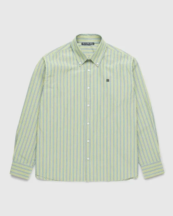 Skjorter>Acne Studios Stripe Button-Up Skjorte Lys Gron/Morkegron