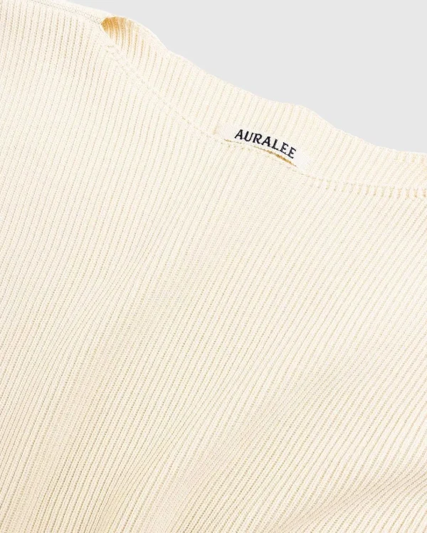 Strik>Auralee Super Hard Twist Rib Strik Boat Neck Pullover Ivory