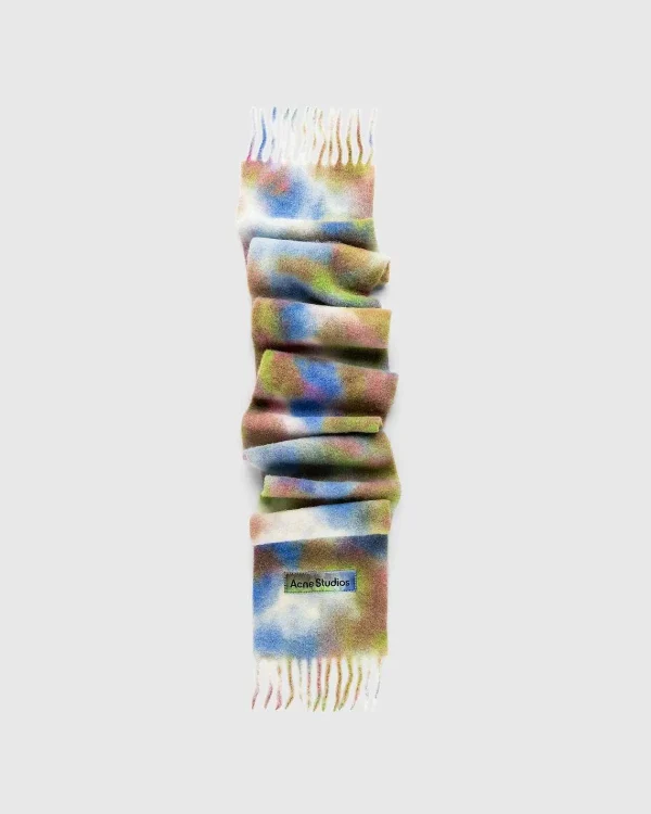 Vinter Tilbehør>Acne Studios Tie-Dye Alpaca Uldtorklaede Gron Multi